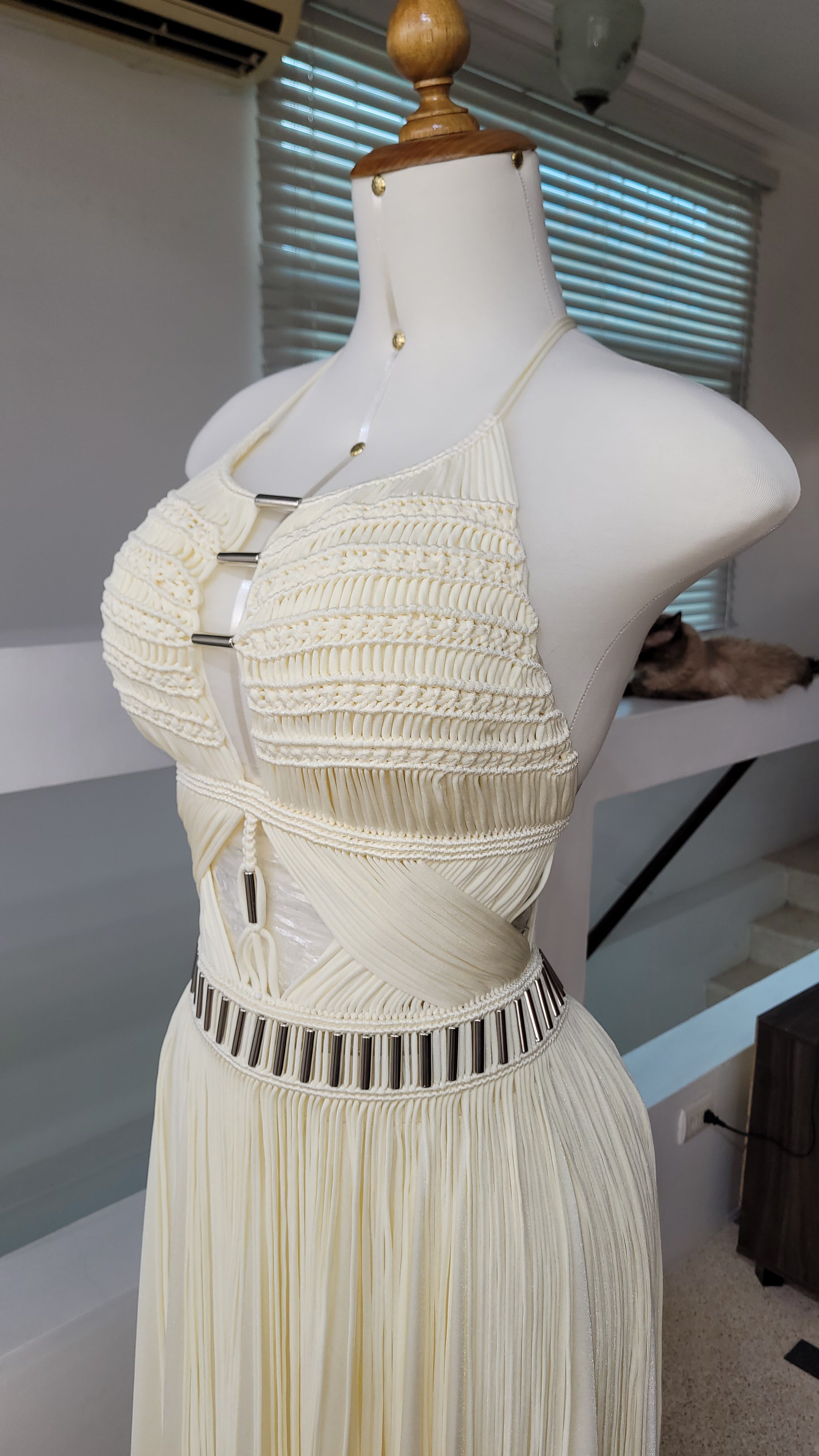 Custom Macrame Wedding Dress, Bespoke Boho Bridal Dress, Beach Destination Wedding Dress, Goddess Two Piece Bridal Set, Open Back