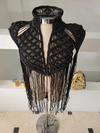 Macrame Festival Cape Vest, Boho Burning Man Cape, Handmade Statement Cape, Made to Order Custom