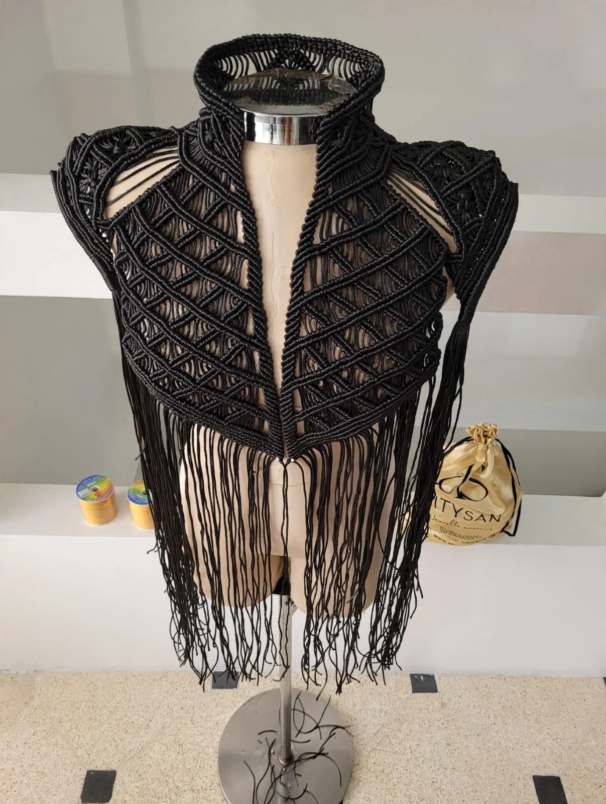 Macrame Festival Cape Vest, Boho Burning Man Cape, Handmade Statement Cape, Made to Order Custom