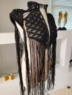 Macrame Festival Cape Vest, Boho Burning Man Cape, Handmade Statement Cape, Made to Order Custom