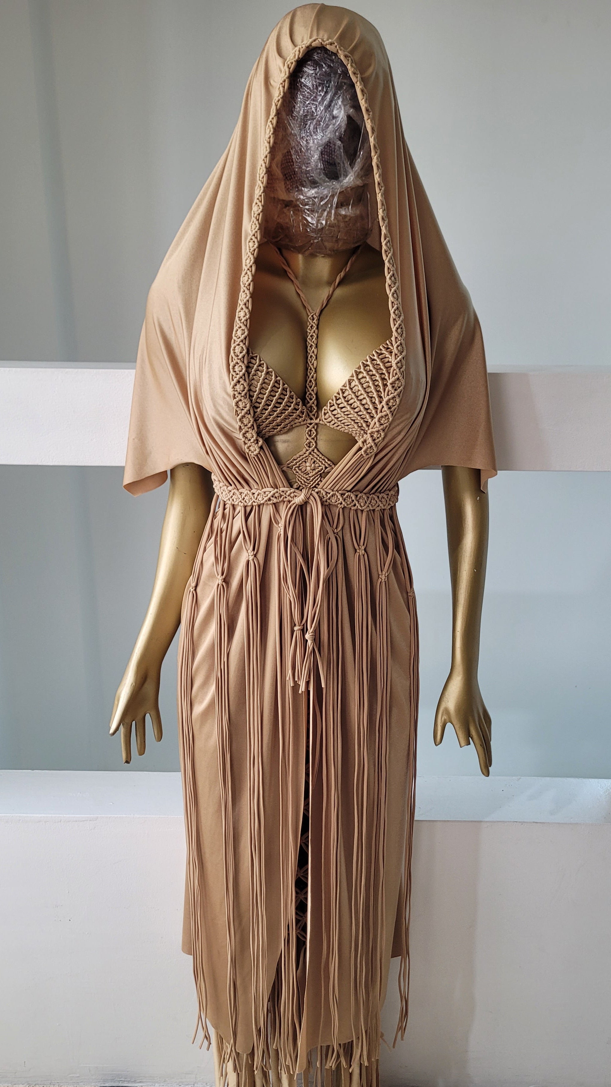 Hooded Macramé Cloak Sahara