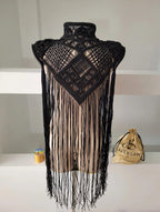 Macrame Festival Cape Vest, Boho Burning Man Cape, Handmade Statement Cape, Made to Order Custom