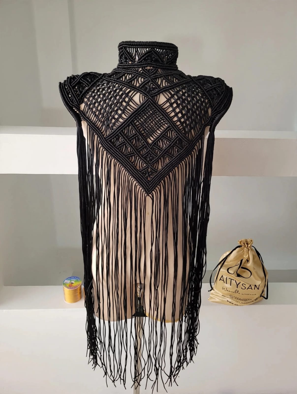 Macrame Festival Cape Vest, Boho Burning Man Cape, Handmade Statement Cape, Made to Order Custom
