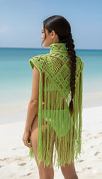 Boho Cape, Festival Outfit, Burningman Outfit, Macrame Vest. concert outfit ideas - ALTYSAN