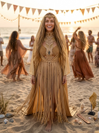 Hooded Macramé Cloak Sahara
