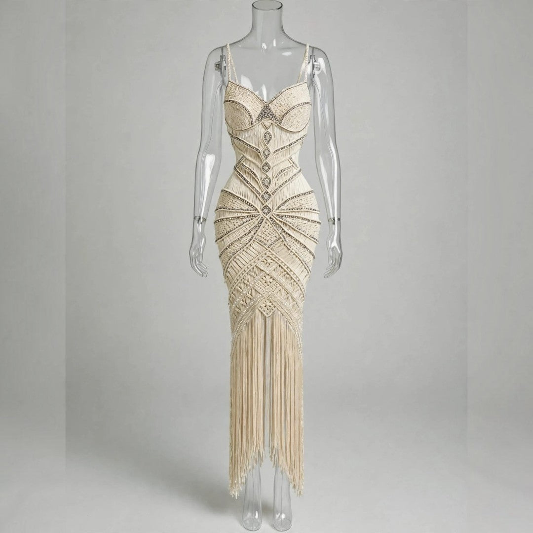 Pearl Goddess Dress Lumina, Custom Wedding & Evening Couture, Made to Measure