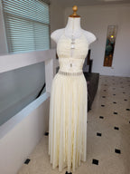 Custom Macrame Wedding Dress, Bespoke Boho Bridal Dress, Beach Destination Wedding Dress, Goddess Two Piece Bridal Set, Open Back