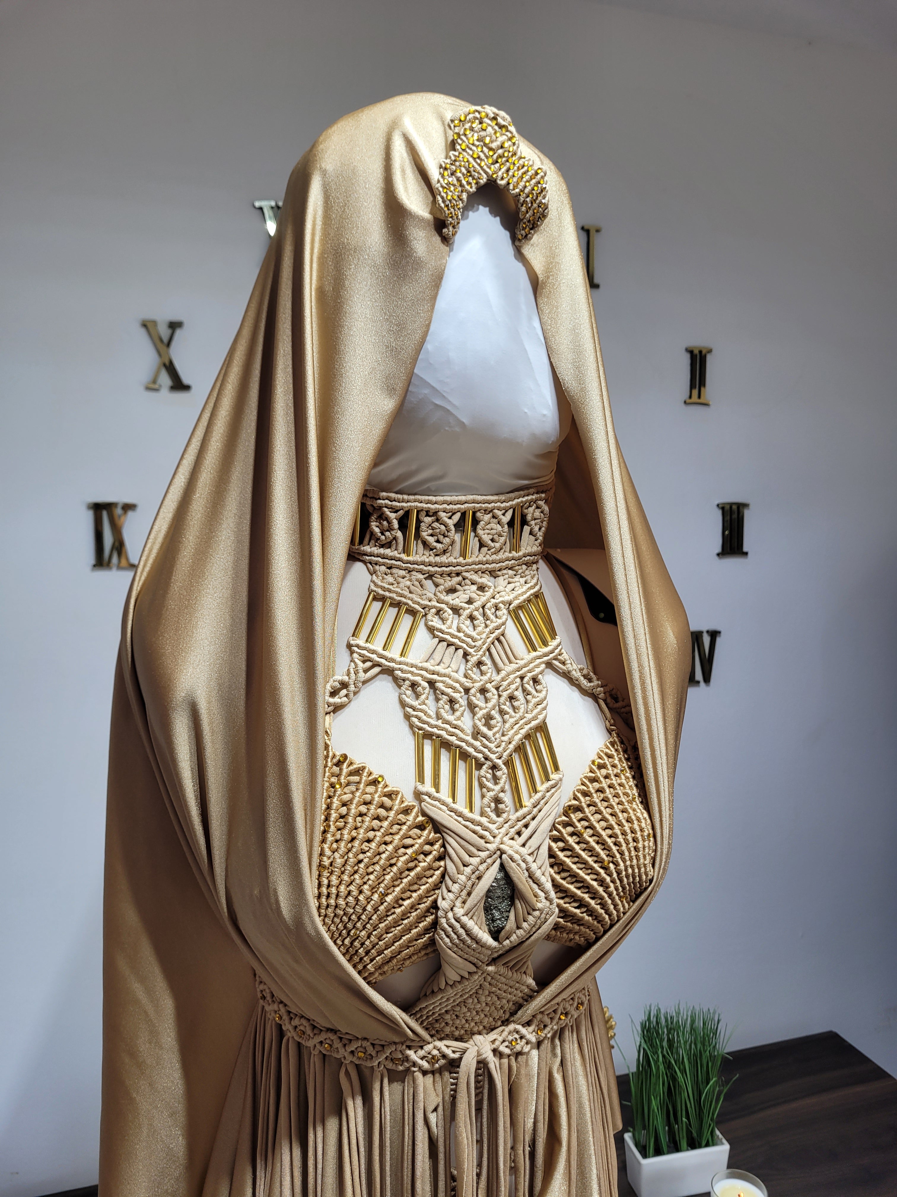 Hooded Macramé Cloak Sahara