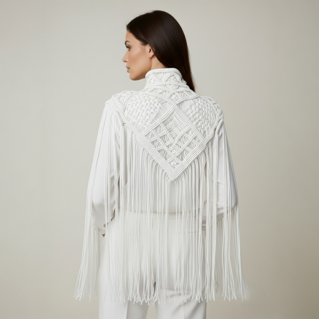 Macrame Festival Cape Vest, Boho Burning Man Cape, Handmade Statement Cape, Made to Order Custom