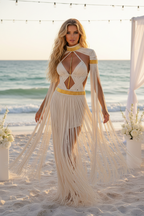 Macramé Greek Goddess Dress - Luxury Fringe Festival Gown