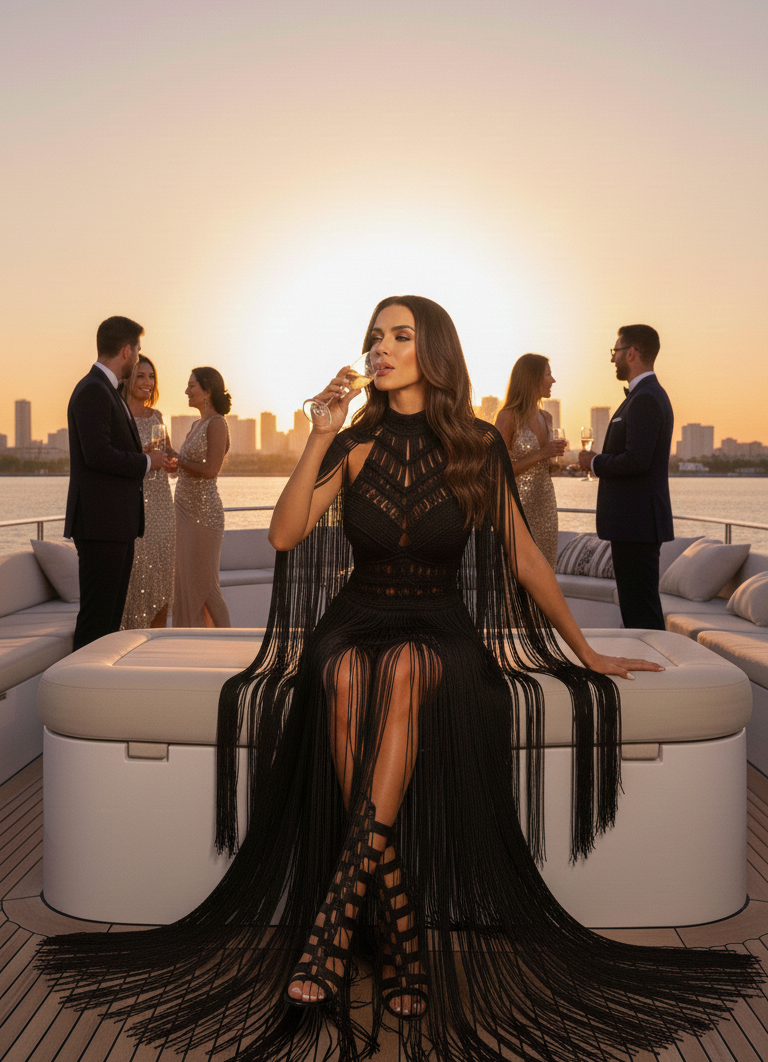 Luxury Handmade Macramé Royalty Dress - Festival & Special Events Boho Gown