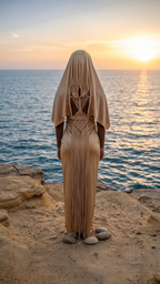 Hooded Macramé Cloak Sahara