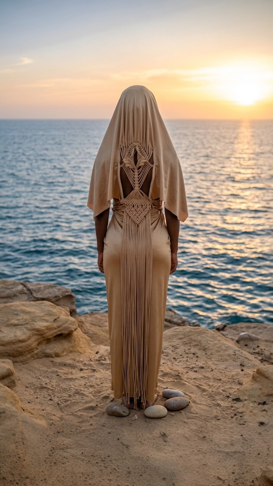 Hooded Macramé Cloak Sahara