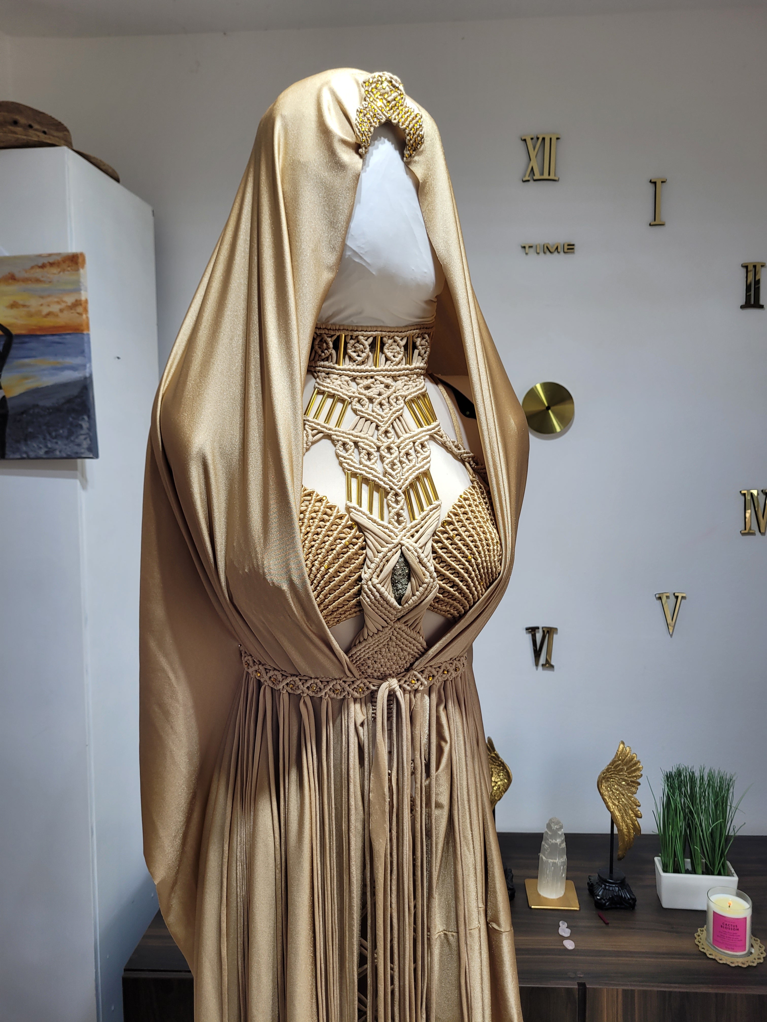 Hooded Macramé Cloak Sahara