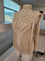 Boho Cape, Festival Outfit, Burningman Outfit, Macrame Vest. concert outfit ideas - ALTYSAN