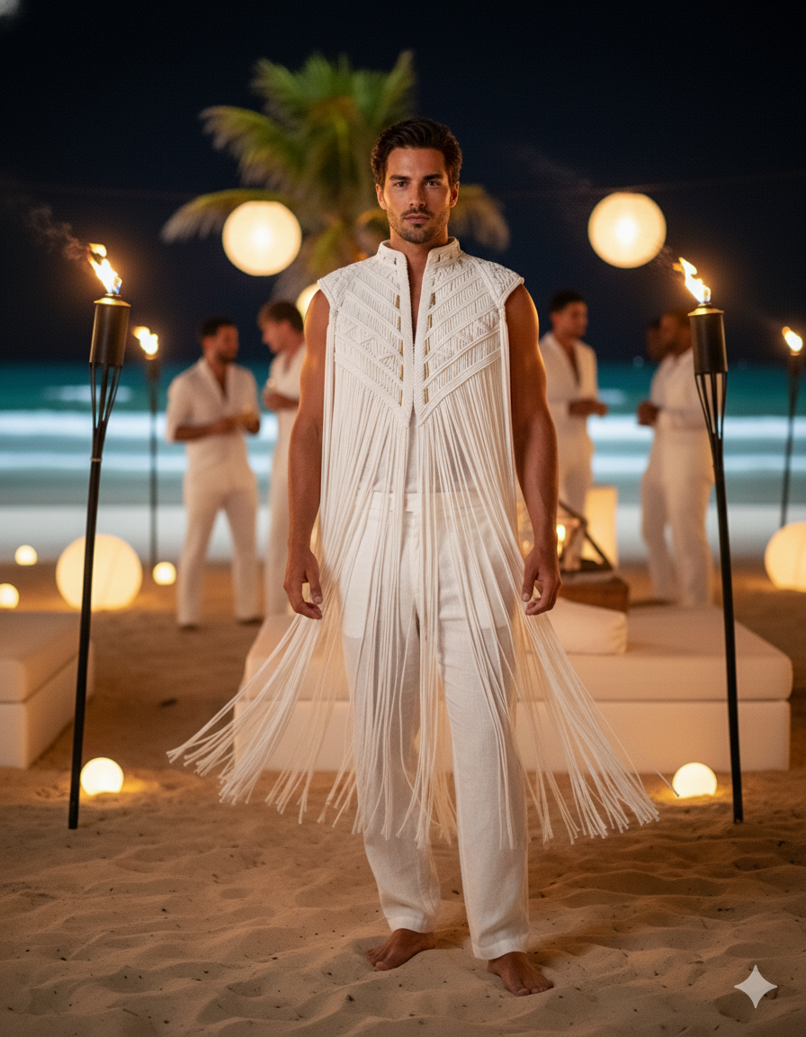 Men's Macramé Cape Horus – Unisex Festival Poncho