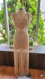 Elegant dress, Festival clothing, Macrame dress, Festival outfit,party outfit,exclusive design, Midi dress, Beach party dress, Festival dress. - ALTYSAN