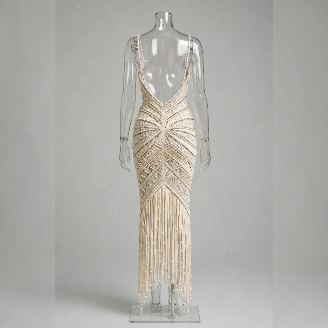 Pearl Goddess Dress Lumina, Custom Wedding & Evening Couture, Made to Measure