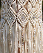 CELESTIAL AURORA - Luxury Handmade Macramé Wedding Dress | Boho Chic Couture Bridal Gown with Pearls and Crystals | 480-Hour Wearable Art