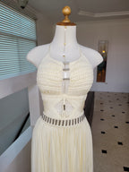 Custom Macrame Wedding Dress, Bespoke Boho Bridal Dress, Beach Destination Wedding Dress, Goddess Two Piece Bridal Set, Open Back