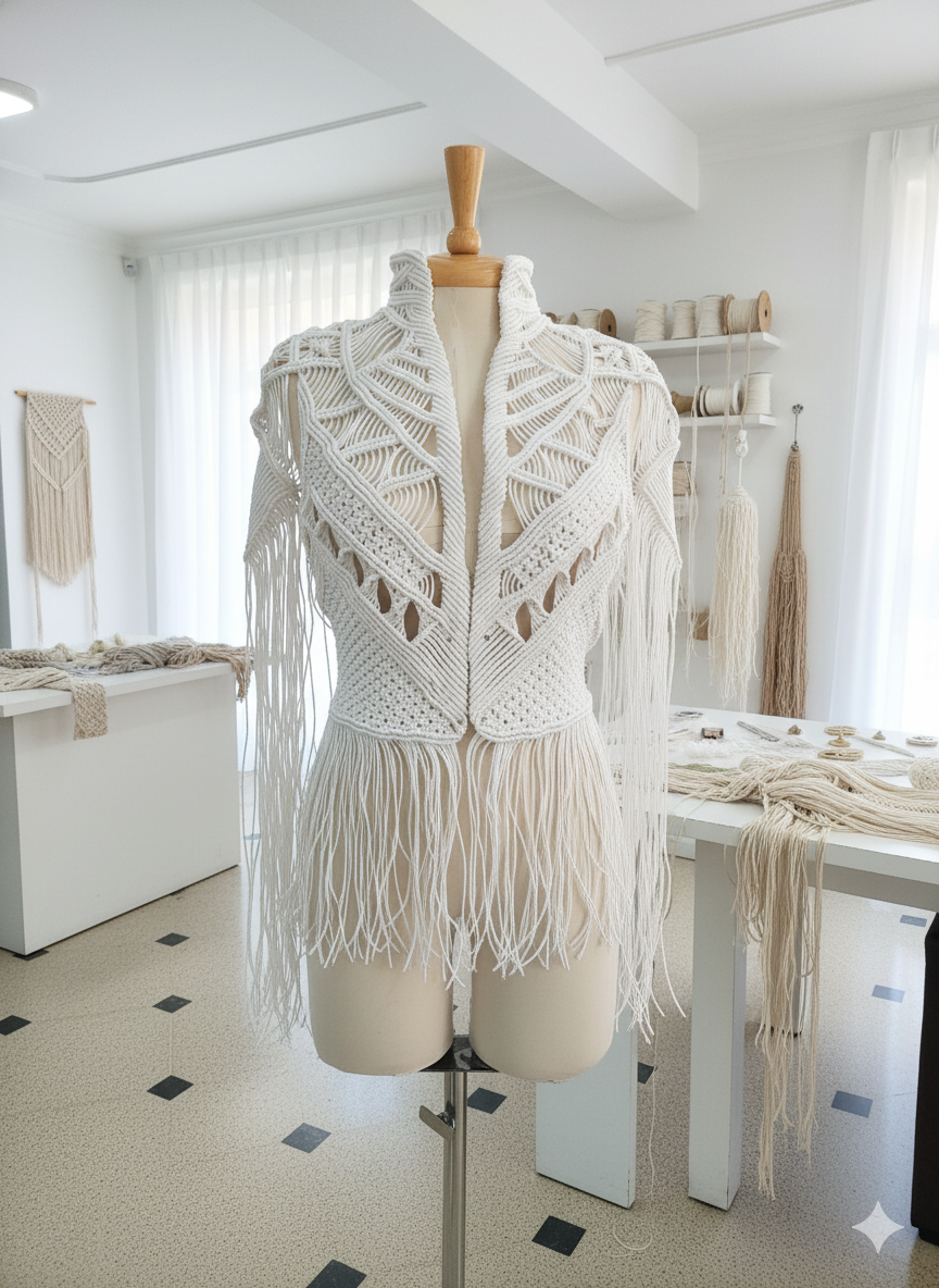 Scorpion Macramé Fringe Vest - Unisex Festival Statement Vest