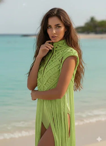 Boho Cape, Festival Outfit, Burningman Outfit, Macrame Vest. concert outfit ideas - ALTYSAN