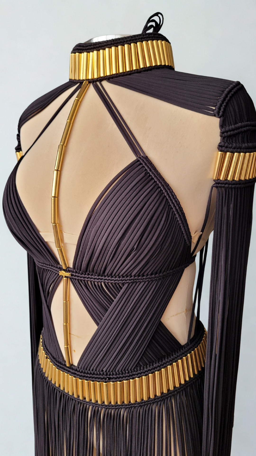 Macramé Greek Goddess Dress - Luxury Fringe Festival Gown