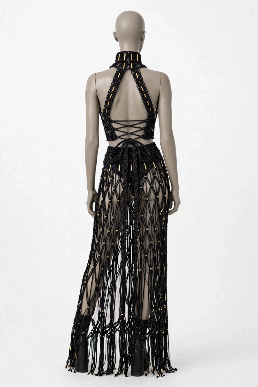Festival Goddess 2-Piece Set with Fringe Skirt – Obsidian